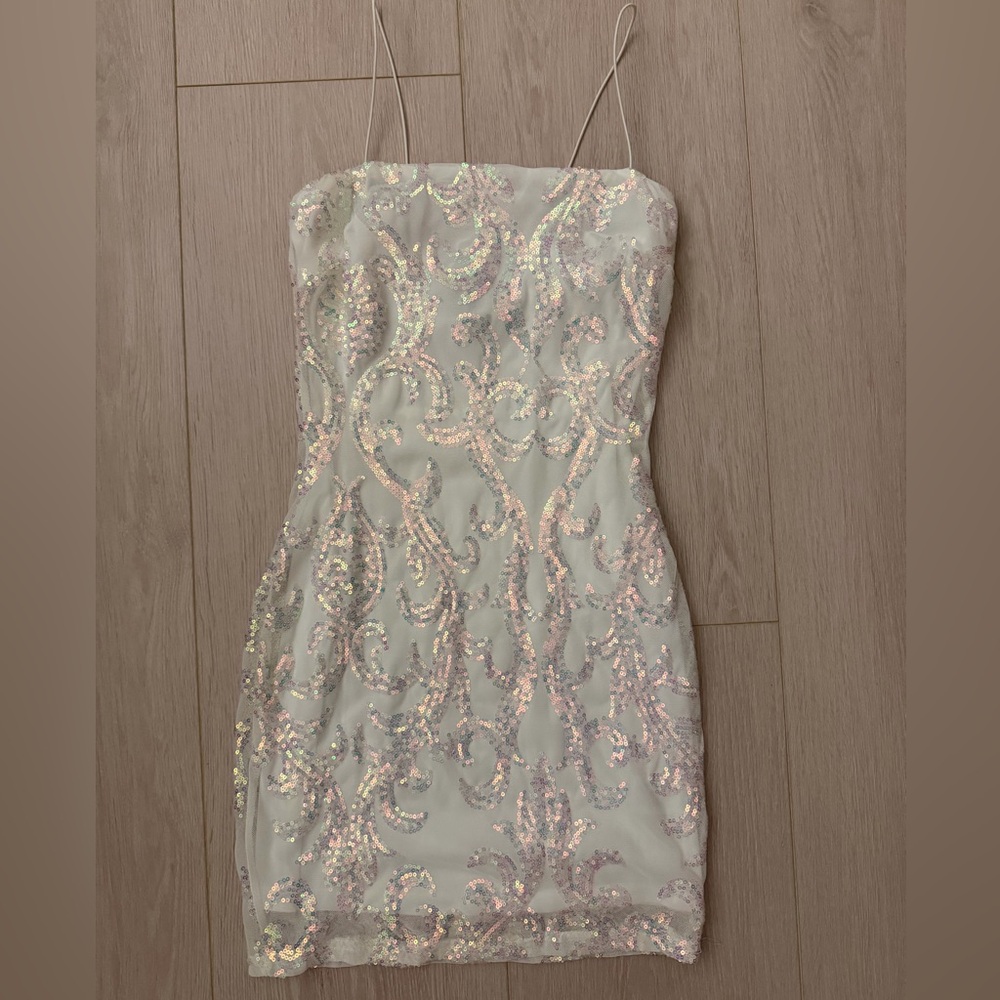 Windsor White Strapless Sequin Dress